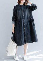 Modern striped collar fine box coat black daily outwears fall - SooLinen