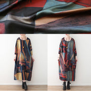 Modern yellow green patchwork color chiffon quilting clothes bracelet sleeved Art summer Dress - SooLinen