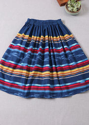 Natural Blue Pockets Wrinkled A Line Fall Skirts - SooLinen