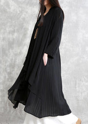 Natural FALSE two pieces clothes For Women Outfits black striped Dress - SooLinen