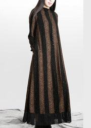 Natural Gold Stand Pockets A Line Dresses Fall - SooLinen