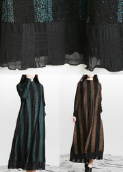 Natural Gold Stand Pockets A Line Dresses Fall - SooLinen