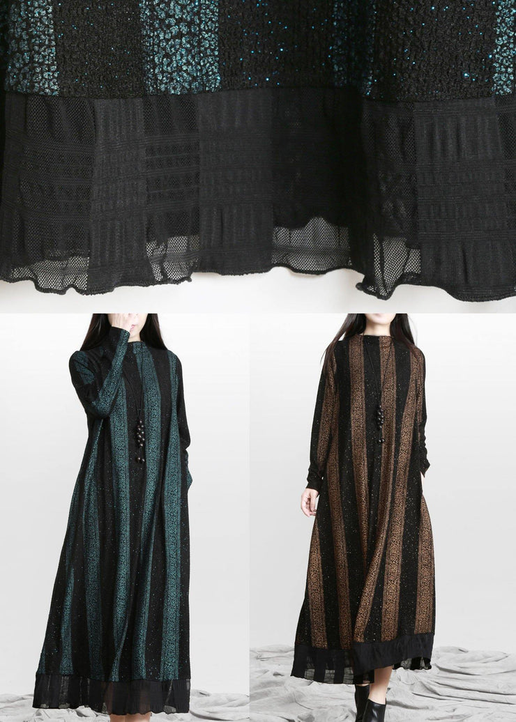 Natural Gold Stand Pockets A Line Dresses Fall - SooLinen