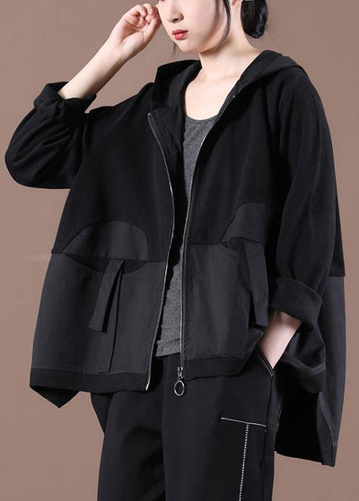 Natural Patchwork Casual Top Quality Spring Clothes For Women Black Outwear - SooLinen