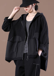 Natural Patchwork Casual Top Quality Spring Clothes For Women Black Outwear - SooLinen
