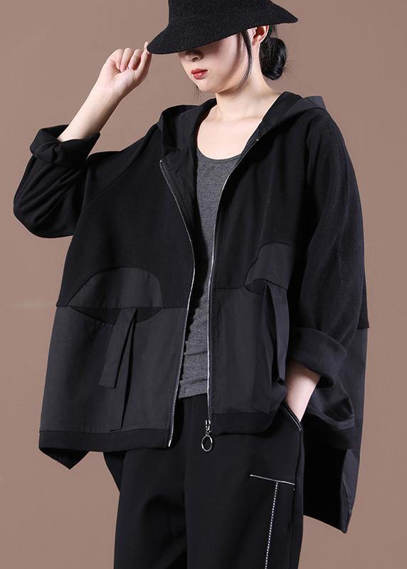 Natural Patchwork Casual Top Quality Spring Clothes For Women Black Outwear - SooLinen