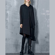 Natural asymmetric Cotton dresses plus size Inspiration black Dress