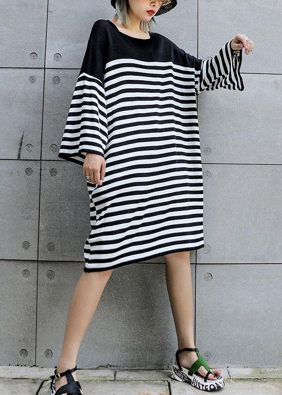 Natural patchwork Cotton quilting dresses Work striped Dress summer - SooLinen