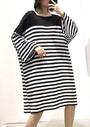 Natural patchwork Cotton quilting dresses Work striped Dress summer - SooLinen