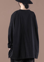New Black O-Neck Pockets Sweatshirt Streetwear - SooLinen