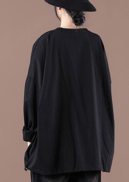 New Black O-Neck Pockets Sweatshirt Streetwear - SooLinen