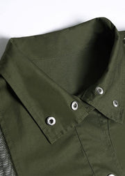 New army green overcoat trendy plus size long lapel drawstring coats - SooLinen