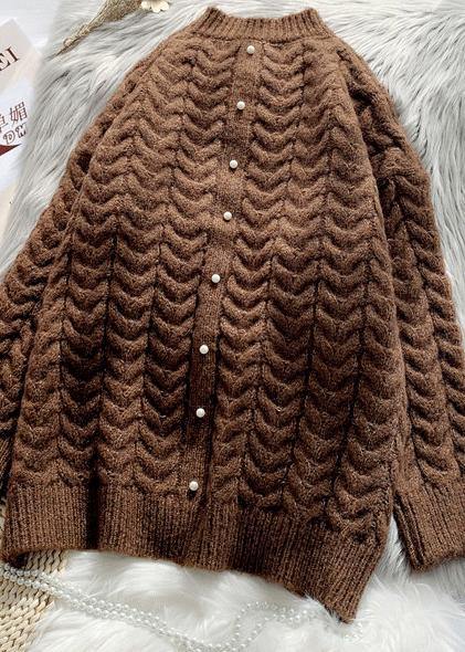 New autumn and winter retro mahogany Khaki sweater women&