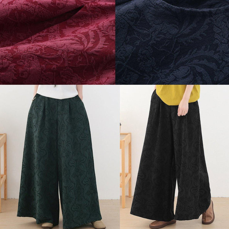 New autumn winter 2021 retro black jacquard trousers - SooLinen
