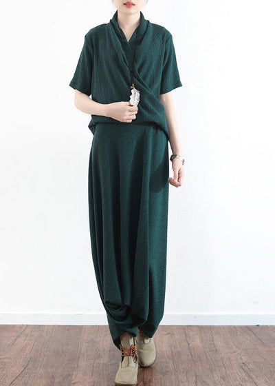 New original design green Tencel irregular head suit two-piece suit hanger pants - SooLinen