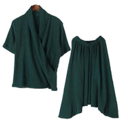 New original design green Tencel irregular head suit two-piece suit hanger pants - SooLinen