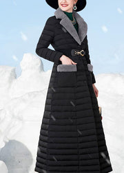 New oversize down jacket lapel collar overcoat black  warm winter coat - SooLinen