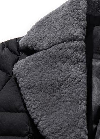 New oversize down jacket lapel collar overcoat black  warm winter coat - SooLinen