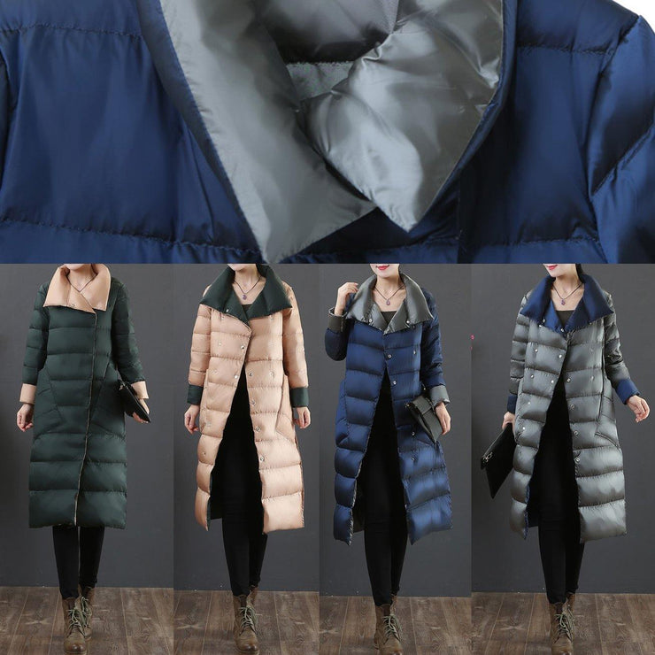 New plus size clothing snow jackets Jackets black stand collar pockets down coat winter - SooLinen