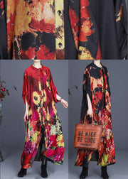 Organic Black Print Button Summer Spring Dress - SooLinen