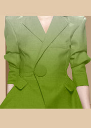 Organic Green button Peter Pan Collar Western-style clothes coat Long Sleeve