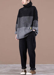 Organic Mulberry Colorblock Casual Fall Knit Sweater - SooLinen