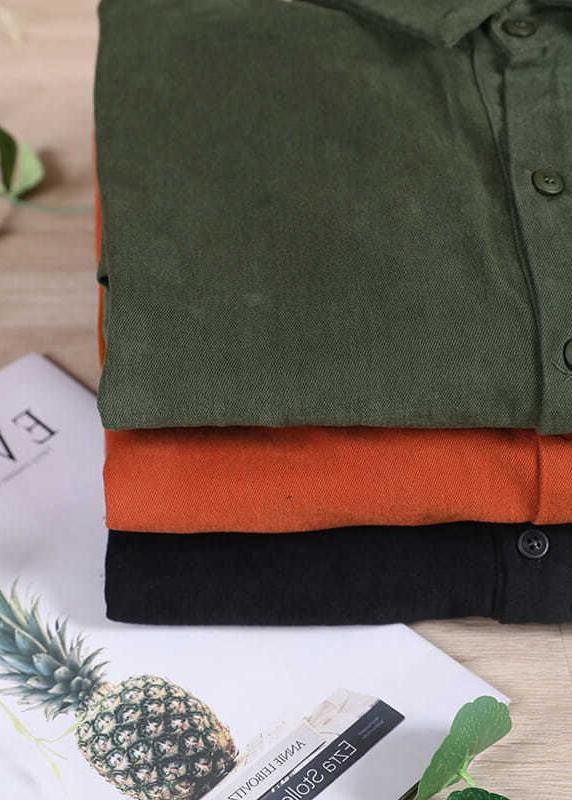 Organic Orange Coat For Woman Wardrobes Lapel Batwing Sleeve Spring Coats - SooLinen