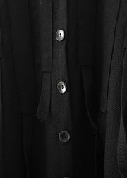 Organic black cotton Tunics lapel low high design Kaftan  Dresses - SooLinen