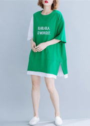 Organic green cotton tops women o neck half sleeve silhouette summer tops - SooLinen