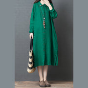 Bio-Leinen Roben Indian Online Shopping Reverskragen Leinen Roben Hemdkleid