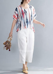 Organic o neck shirts women Inspiration striped top - SooLinen