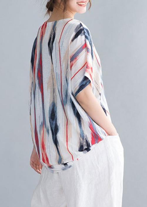 Organic o neck shirts women Inspiration striped top - SooLinen