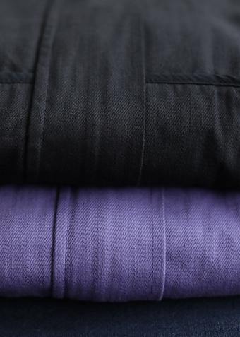 Organic stand collar patchwork Fine clothes black outwears - SooLinen