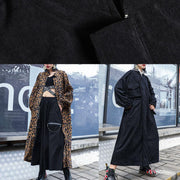 Organic zippered Fashion Coats Women black Plus Size Clothing outwear fall - SooLinen