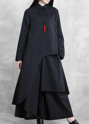 Original designer style black suit female 2021 autumn new irregular personality two-piece suit - SooLinen