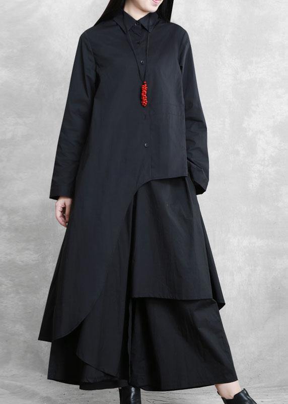 Original designer style black suit female 2021 autumn new irregular personality two-piece suit - SooLinen