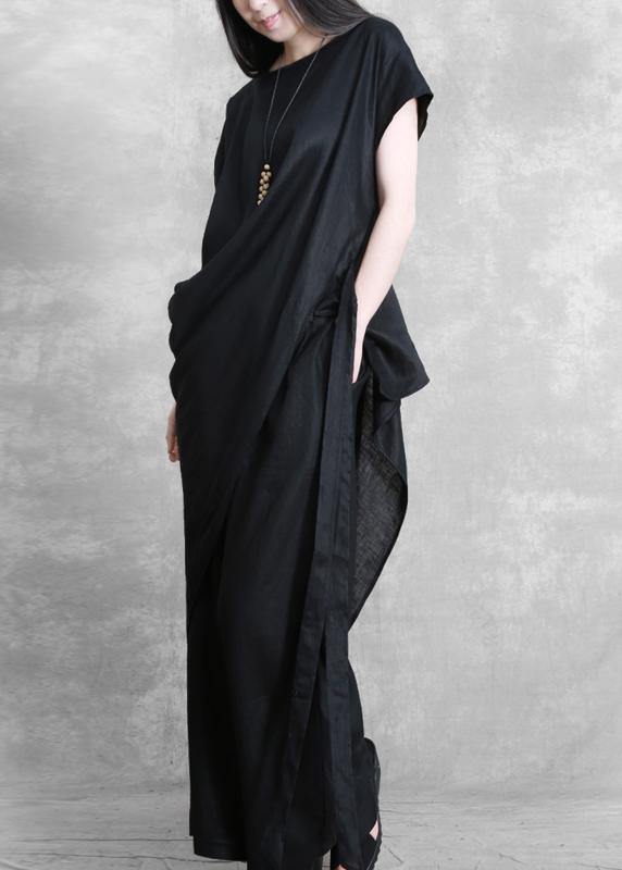 Original female irregular suit personality more wearing black shirt loose casual pants summer - SooLinen