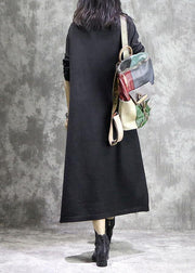 Oversized black Sweater dresses DIY high neck Ugly fall knitwear - SooLinen