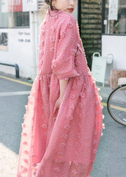 Pink Cinched Circle Summer Party Dresses - SooLinen