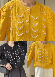 Plus Size Black Button Mode Strickjacke Frühling