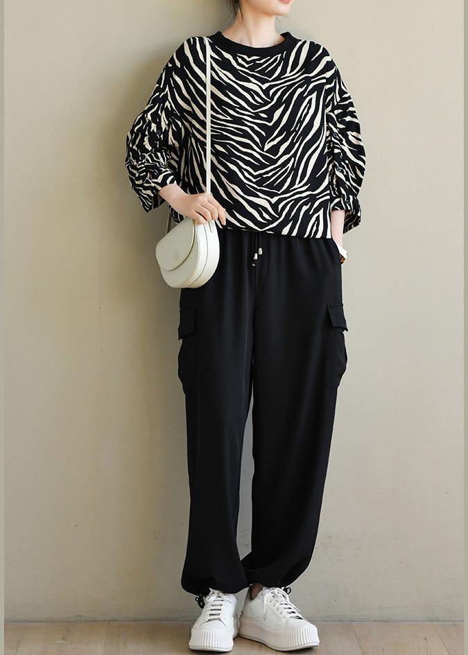 Plus Size Black Pockets Chiffon Pants - SooLinen