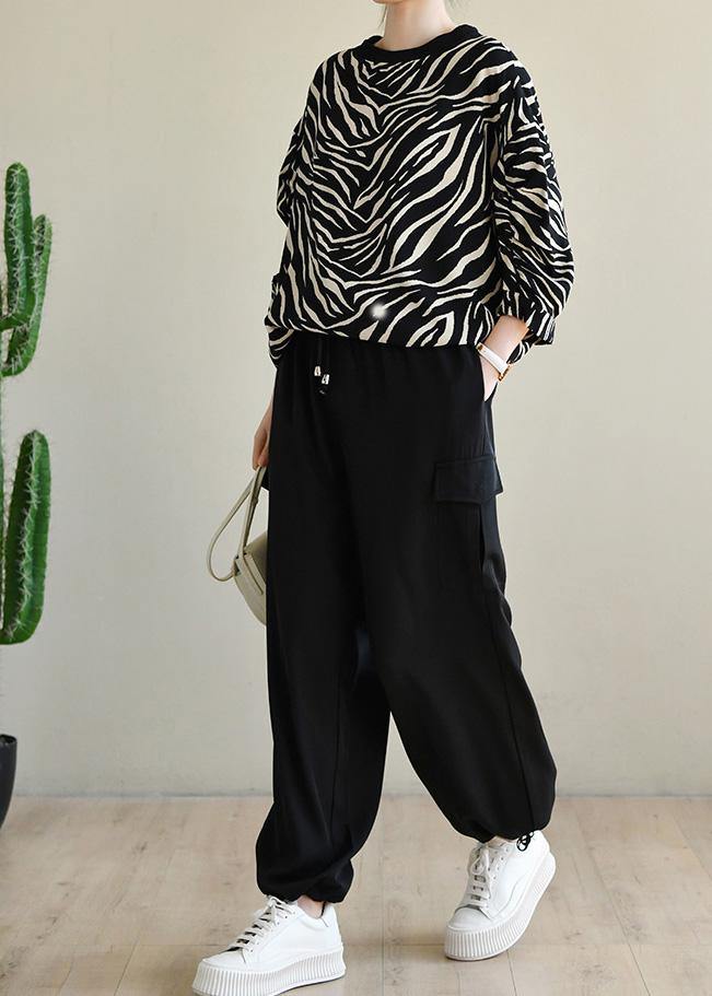 Plus Size Black Pockets Chiffon Pants - SooLinen