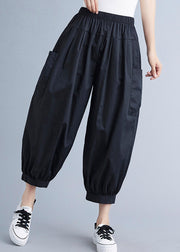Plus Size Black Pockets Harem Pants Spring