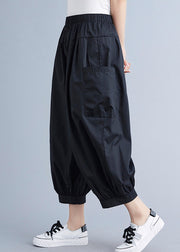 Plus Size Black Pockets Harem Pants Spring