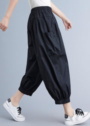 Plus Size Black Pockets Harem Pants Spring