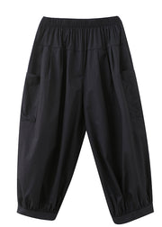 Plus Size Black Pockets Harem Pants Spring