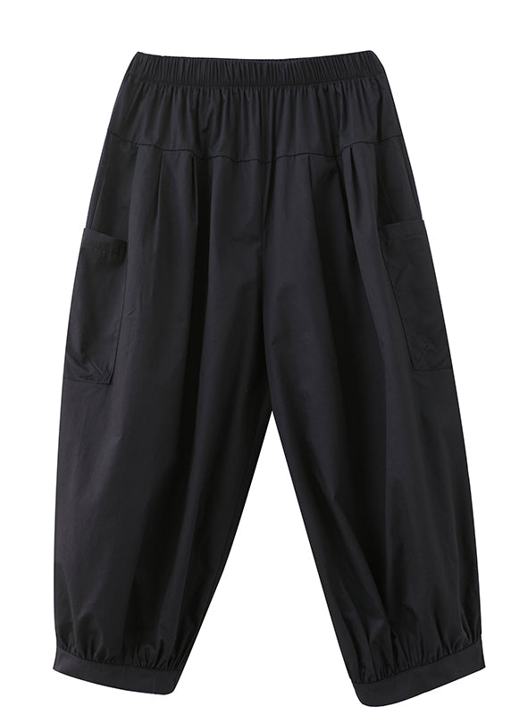 Plus Size Black Pockets Harem Pants Spring