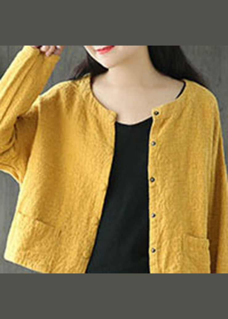 Plus Size Chic Jacquard Mantel mit gelben Knöpfen Frühling