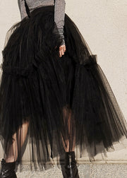 Plus Size Classy Black Mode Tüll Röcke Frühling