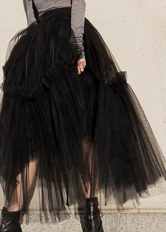 Plus Size Classy Black Mode Tüll Röcke Frühling